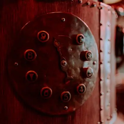 The numbered dial on the back wall