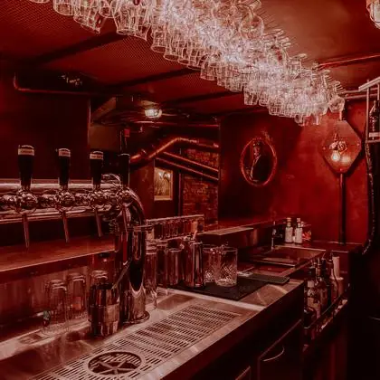 The taps, at the end of the counter
