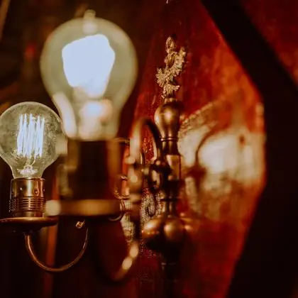 Filament bulbs in the wall lights