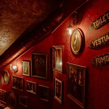 Toilets, cloakroom, smoking room — the engraved signage